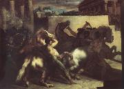 Theodore   Gericault The race of the wild horses Spain oil painting artist